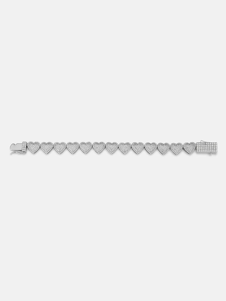 10MM White Moissanite Heart Bracelet