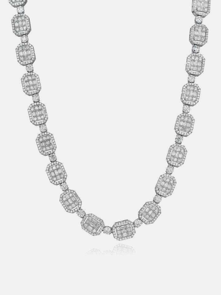 10mm Halo Cluster Baguette Tennis Chain