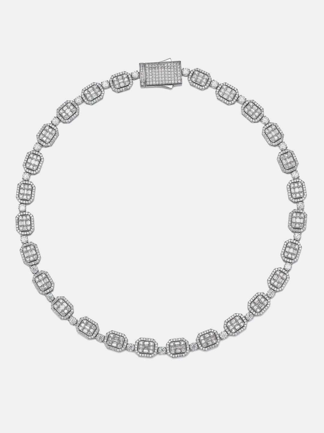 10mm Halo Cluster Baguette Tennis Chain