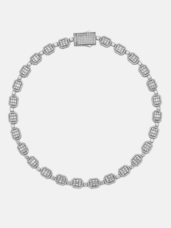 10mm Halo Cluster Baguette Tennis Chain
