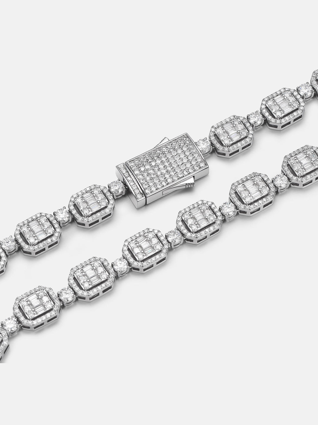 10mm Halo Cluster Baguette Tennis Chain
