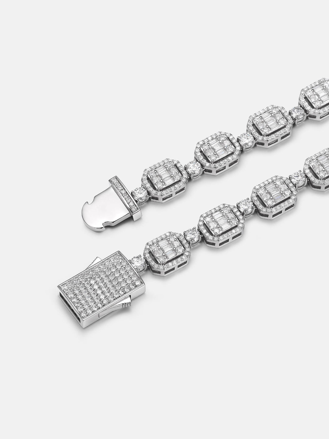 10mm Halo Cluster Baguette Tennis Chain