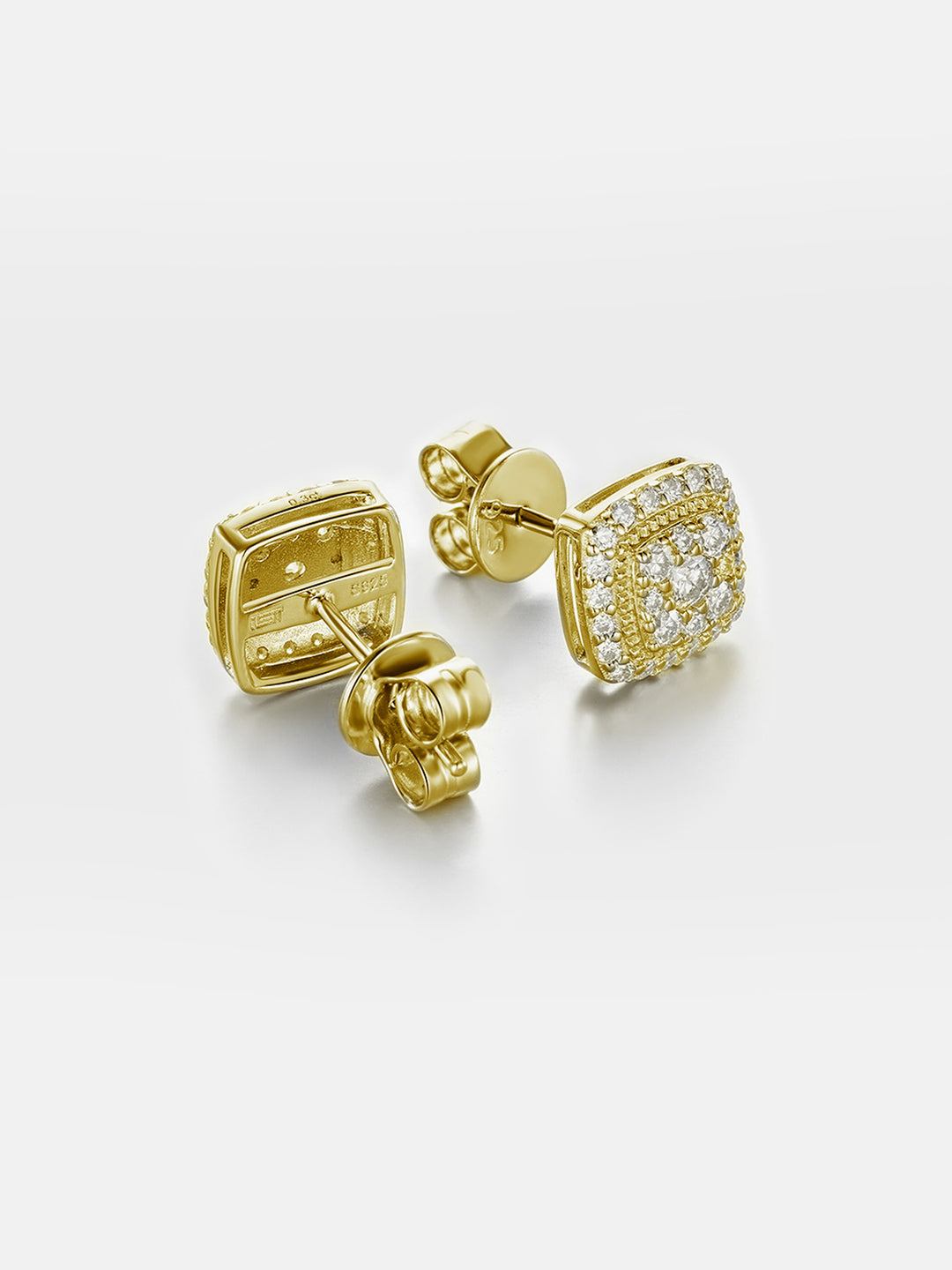 Moissanite Square Cluster Stud Earrings