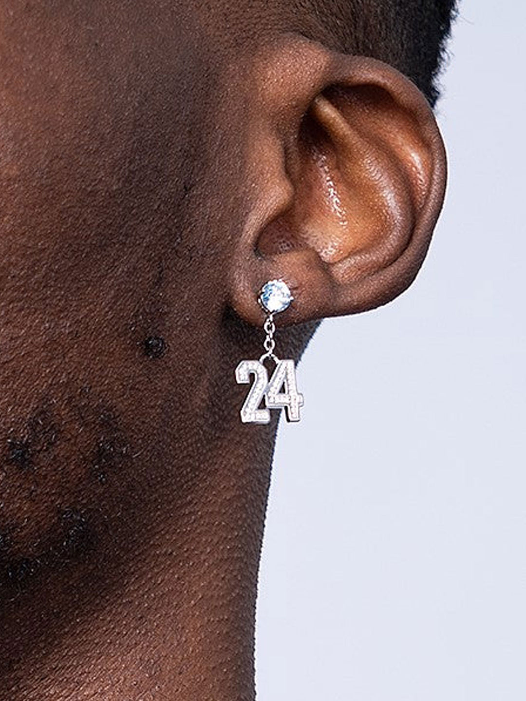 925 Sterling Silver Number Stud Dangle Asymmetric Earrings