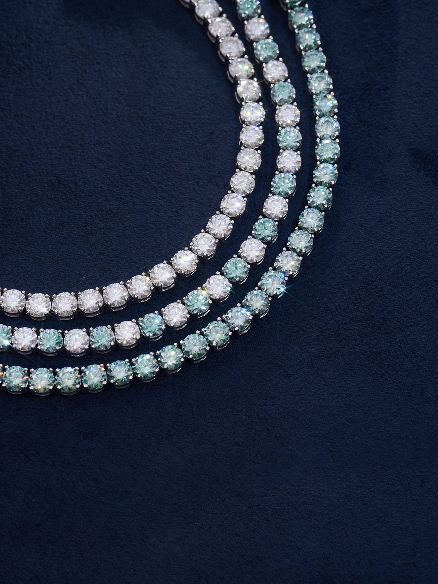 Blue & White Moissanite Tennis Chain Or Bracelet