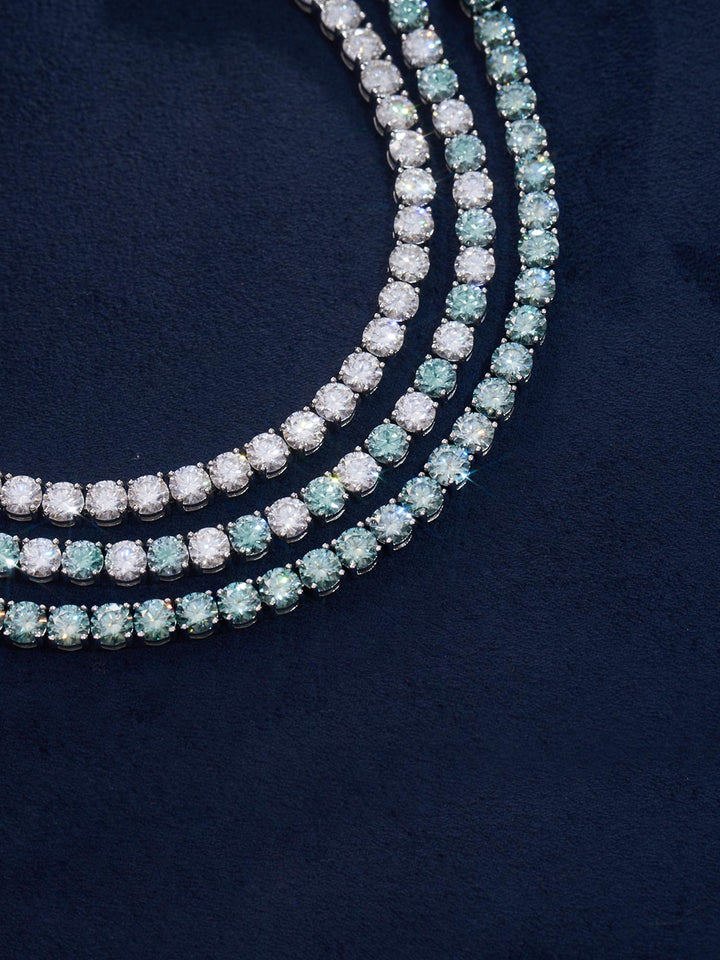 Blue & White Moissanite Tennis Chain Or Bracelet