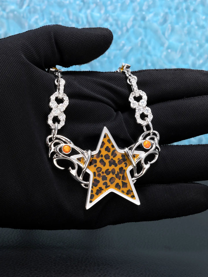 10mm Leopard Star Iced Infinity Link Chain