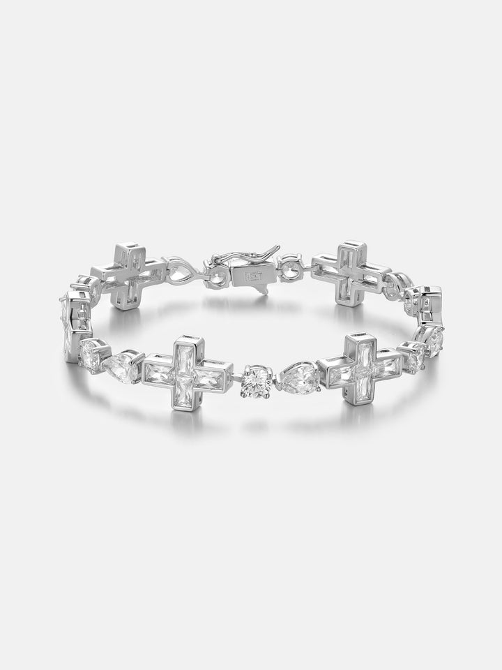 10mm Mixed Cut Cross Moissanite Tennis Bracelet