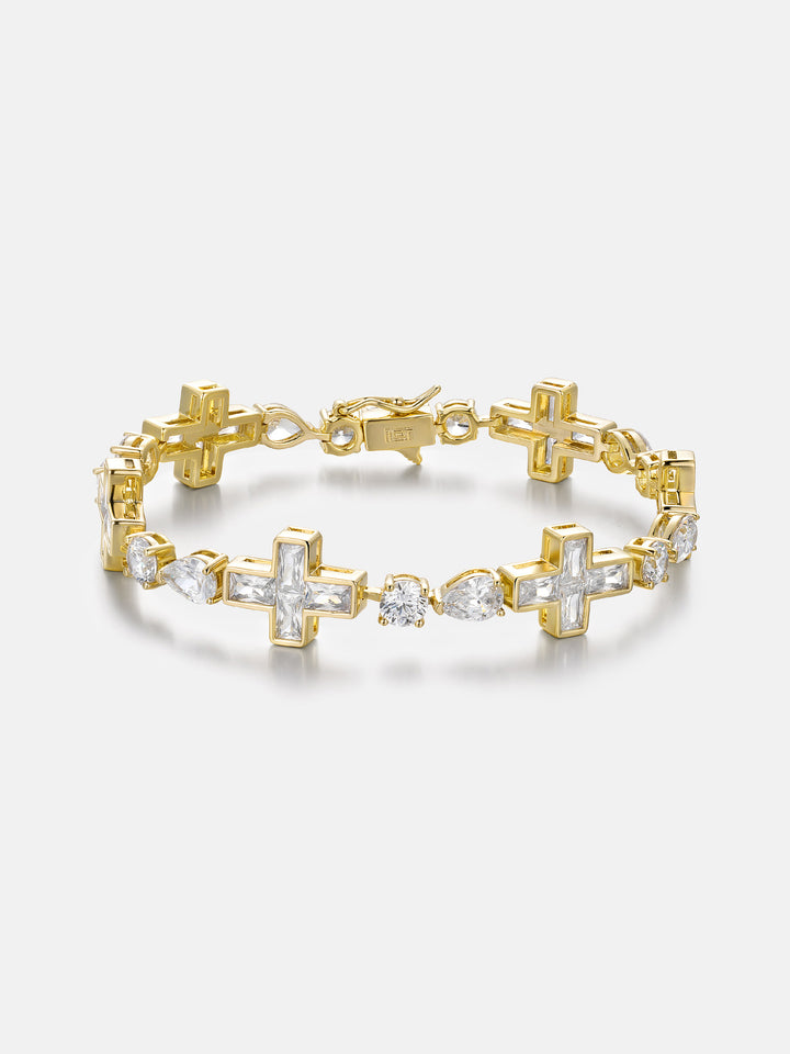 10mm Mixed Cut Cross Moissanite Tennis Bracelet