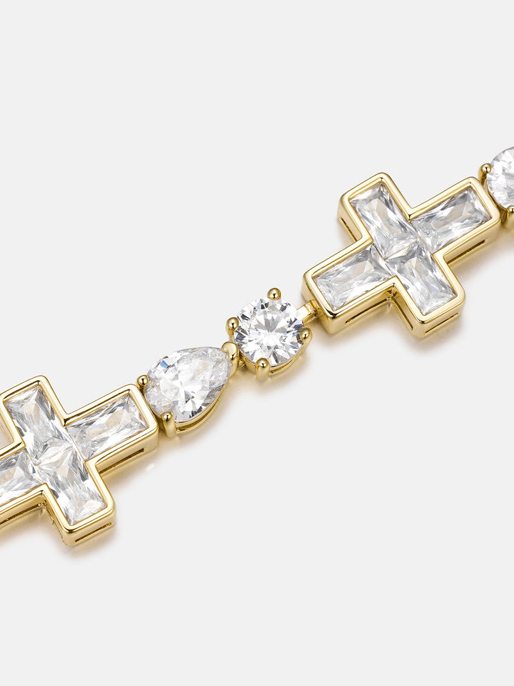 10mm Mixed Cut Cross Moissanite Tennis Bracelet
