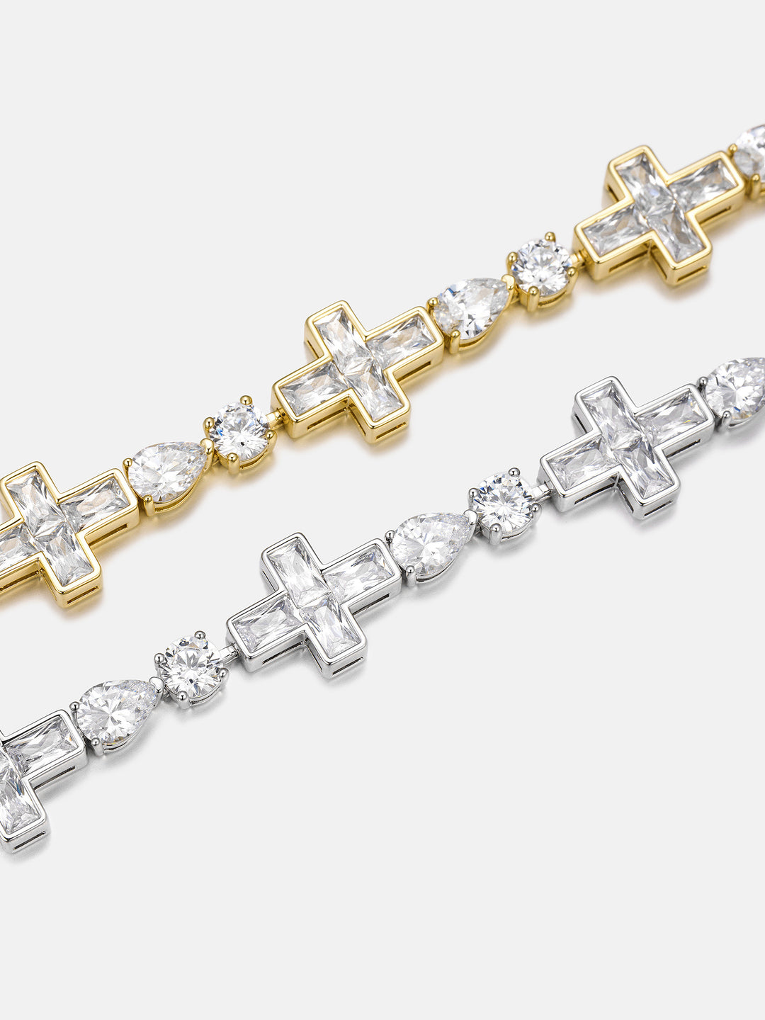 10mm Mixed Cut Cross Moissanite Tennis Bracelet