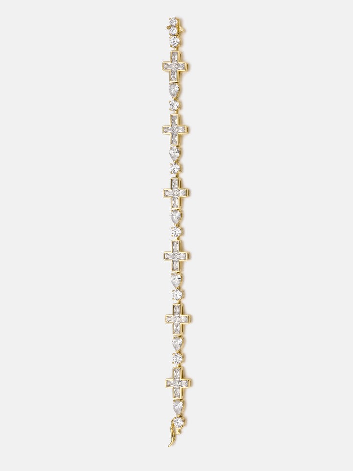 10mm Mixed Cut Cross Moissanite Tennis Bracelet