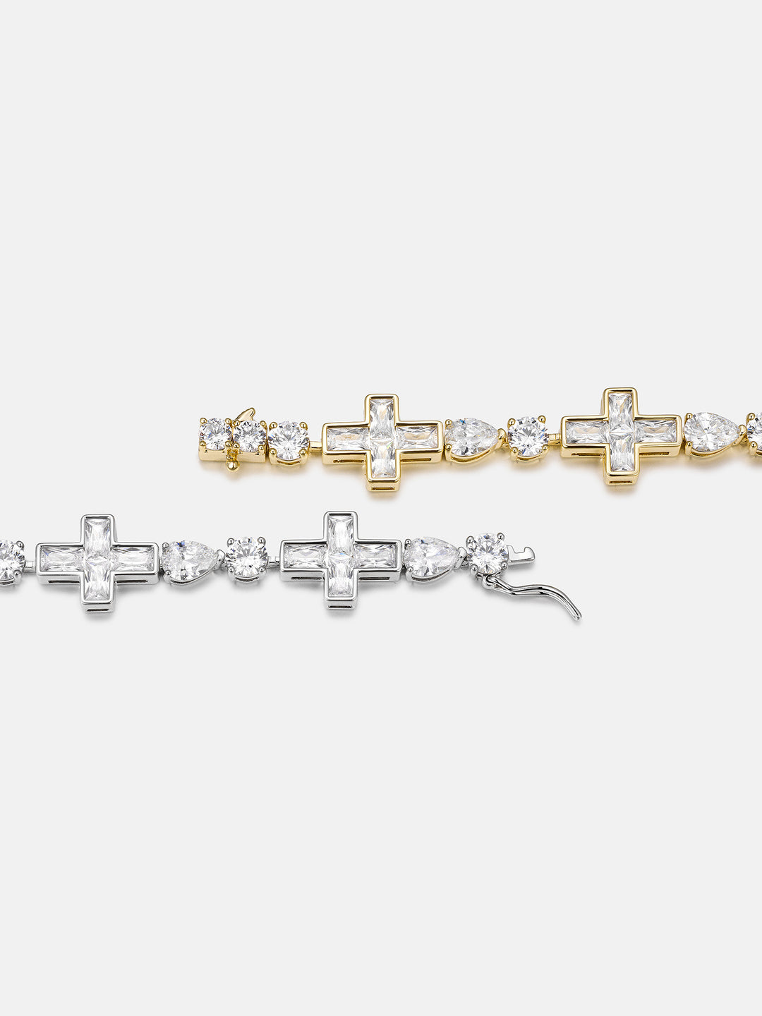 10mm Mixed Cut Cross Moissanite Tennis Bracelet