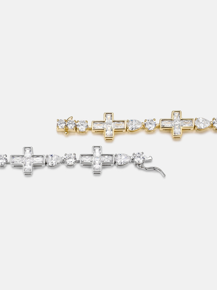 10mm Mixed Cut Cross Moissanite Tennis Bracelet
