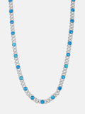 8mm Moissanite & Blue Opal Classic Cuban Chain
