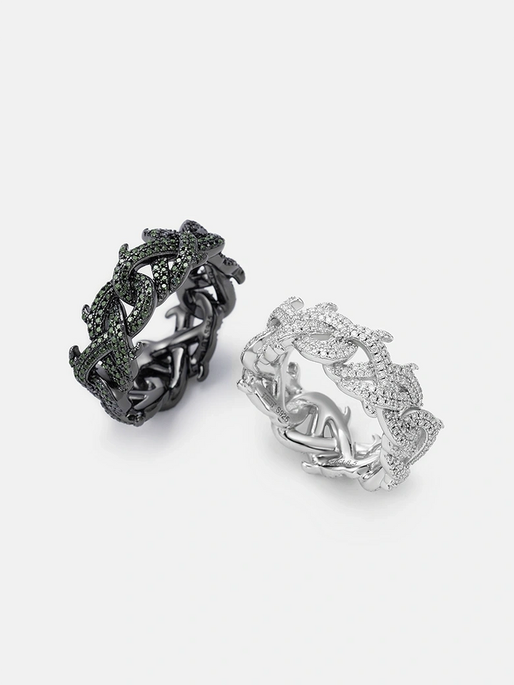 10mm S925 Black Moissanite Crown of Thorns Ring In Black Gold