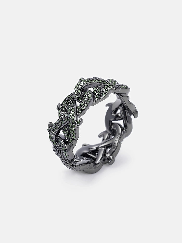 10mm S925 Black Moissanite Crown of Thorns Ring In Black Gold