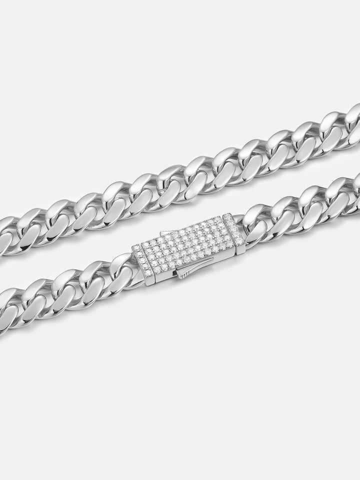10mm S925 Miami Cuban Chain With Moissanite Clasp