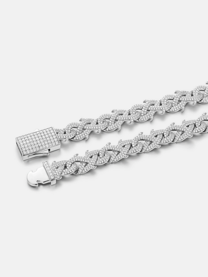 10mm S925 Moissanite Crown of Thorns Chain or Bracelet