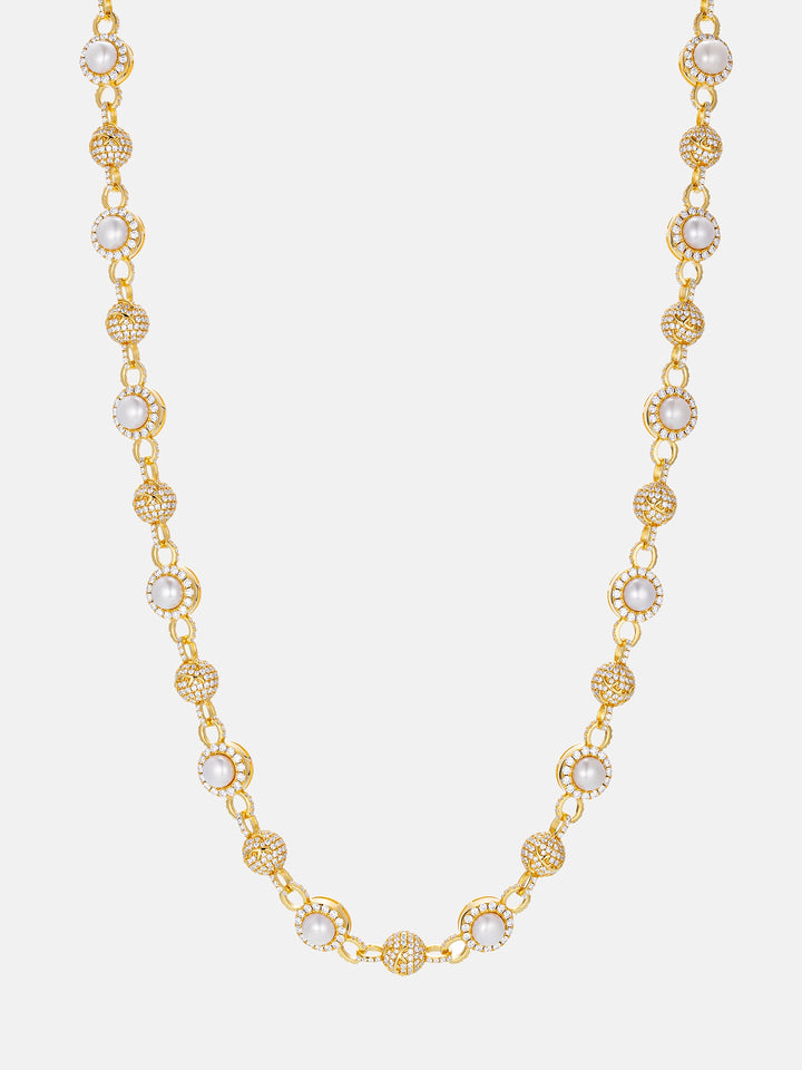 10mm S925 Pearl Moissanite Round Bead Chain