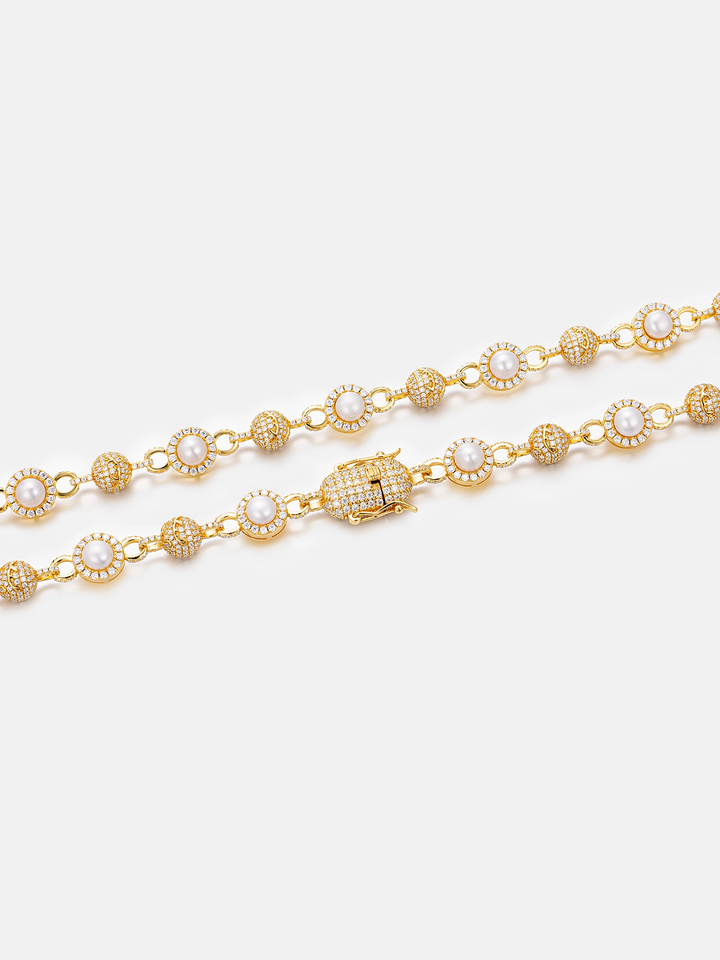 10mm S925 Pearl Moissanite Round Bead Chain
