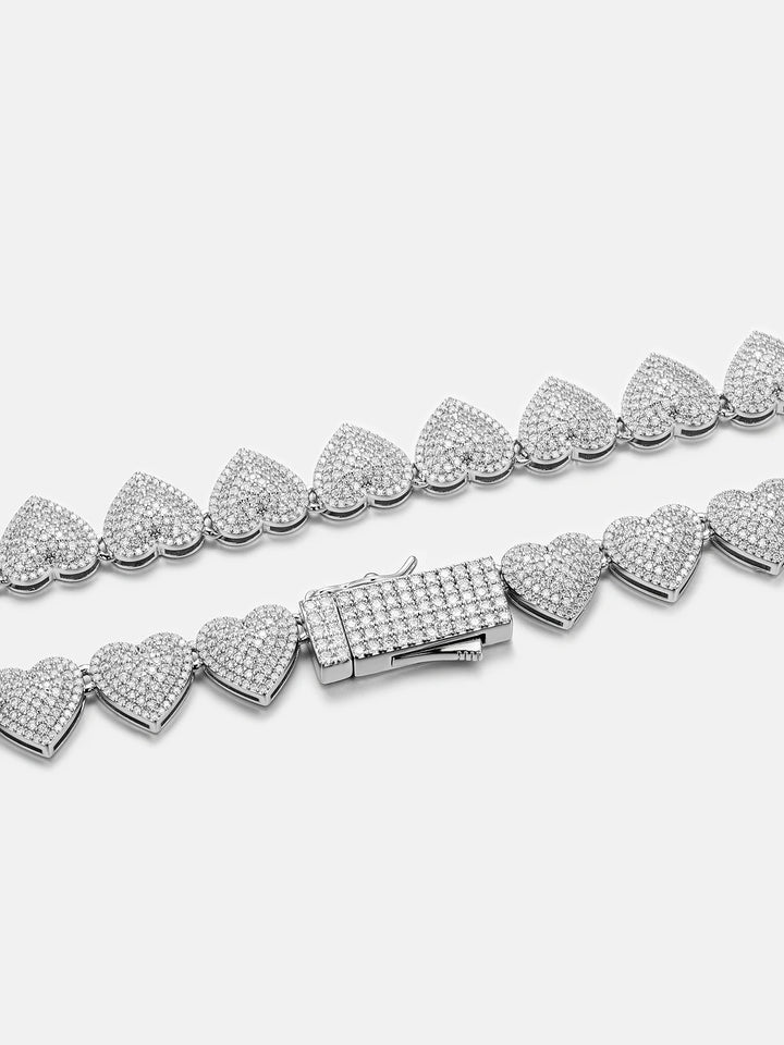 10mm White Gold Moissanite Heart Necklace