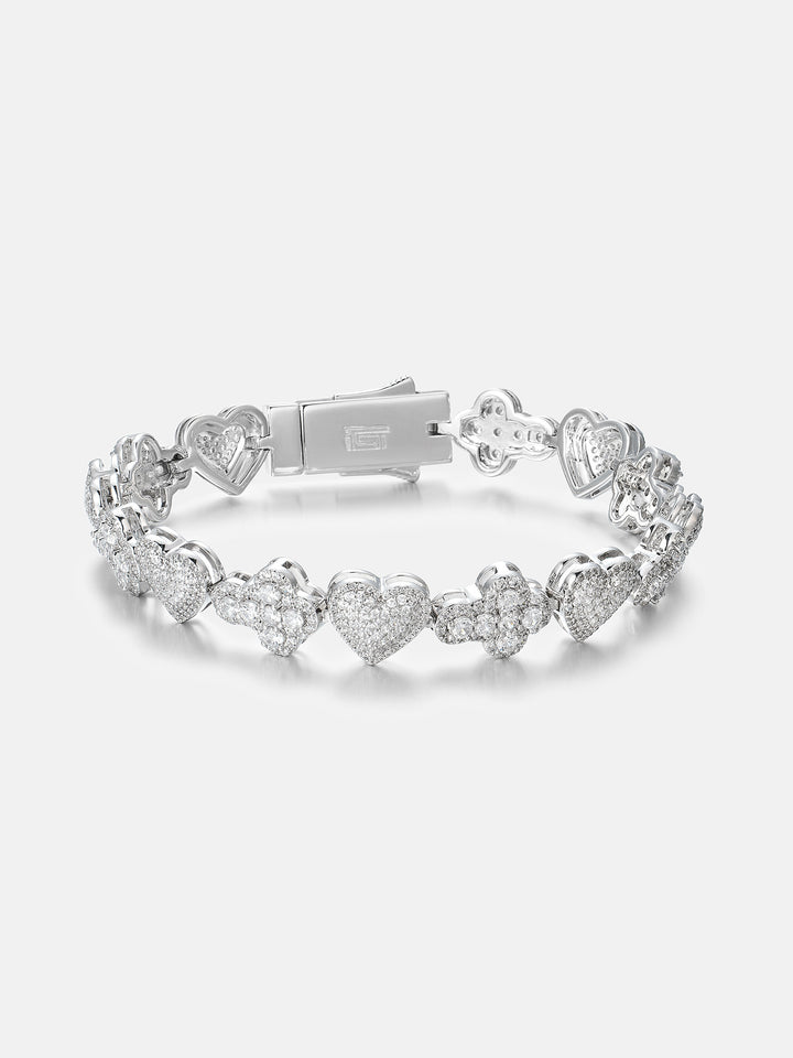 10mm Iced Heart & Cross Moissanite Bracelet