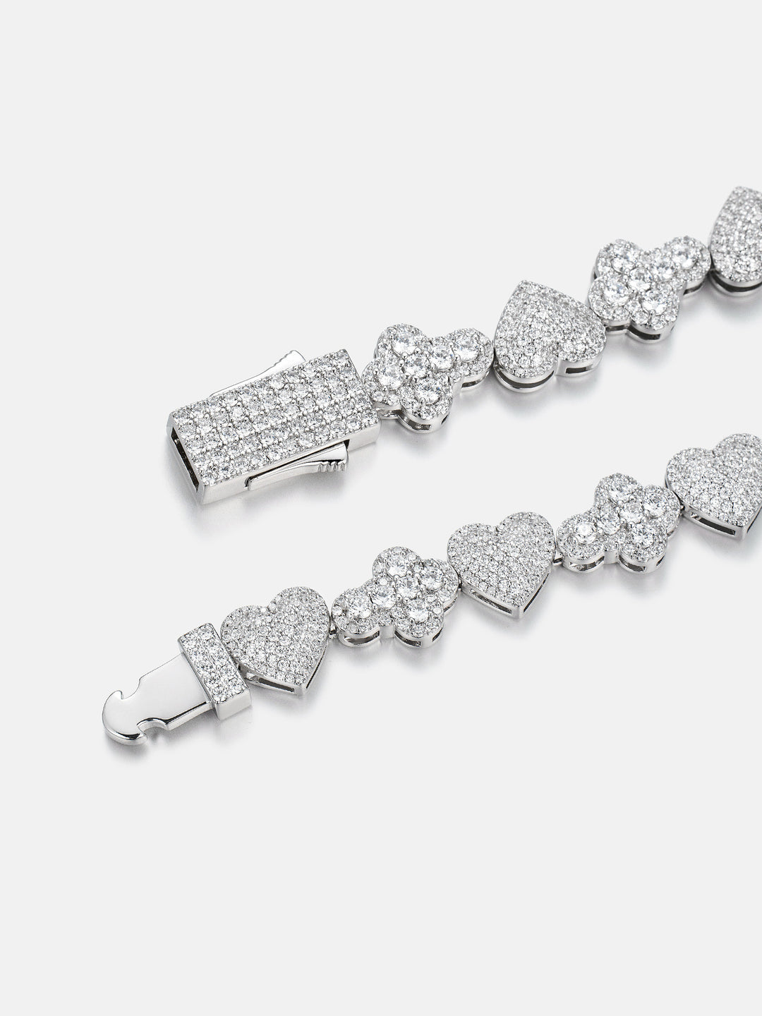 10mm Iced Heart & Cross Moissanite Bracelet