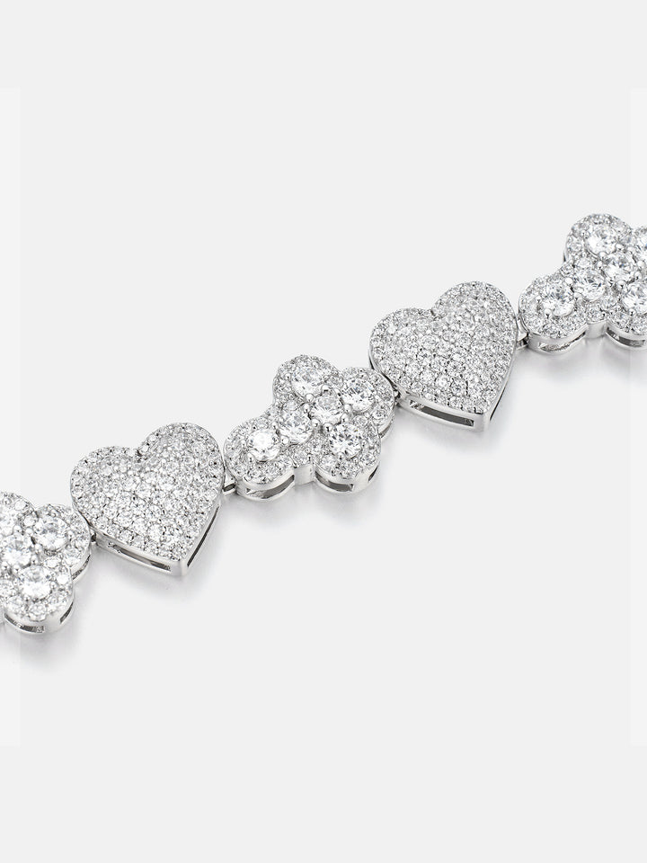 10mm Iced Heart & Cross Moissanite Bracelet