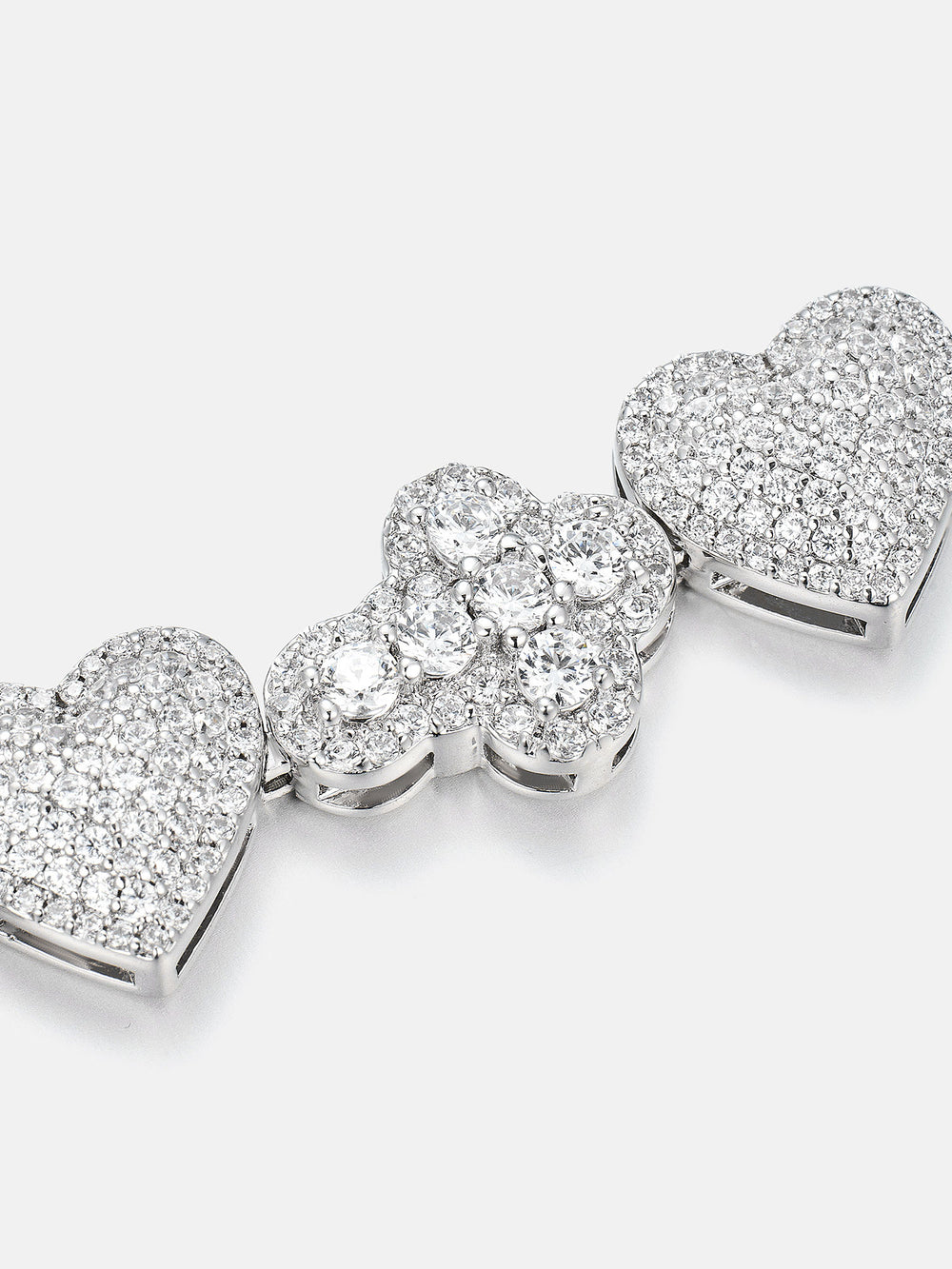 10mm Iced Heart & Cross Moissanite Bracelet