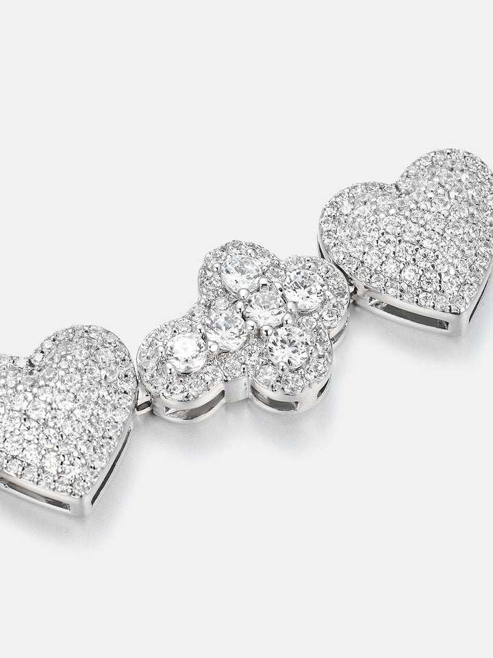 10mm Iced Heart & Cross Moissanite Bracelet