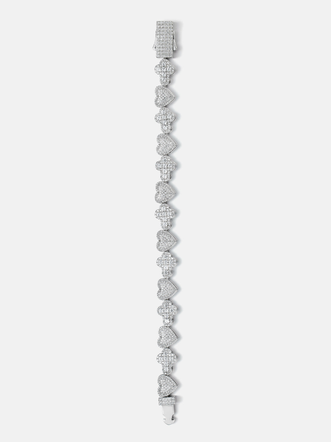 10mm Iced Heart & Cross Moissanite Bracelet