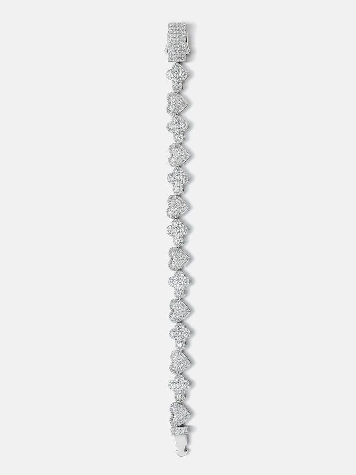 10mm Iced Heart & Cross Moissanite Bracelet