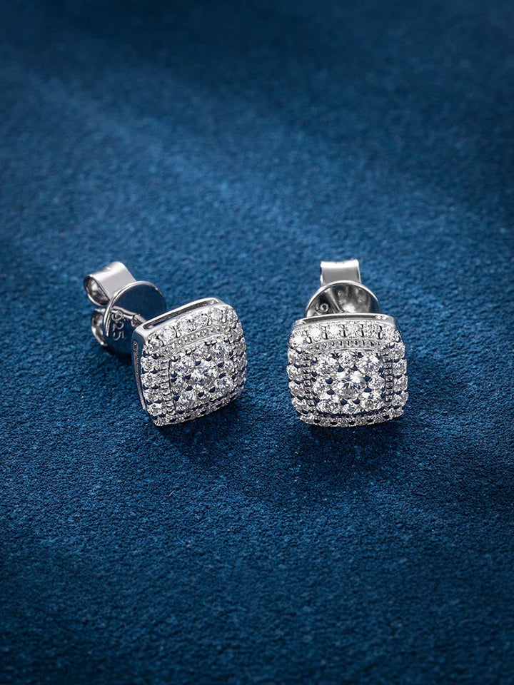 Moissanite Square Cluster Stud Earrings