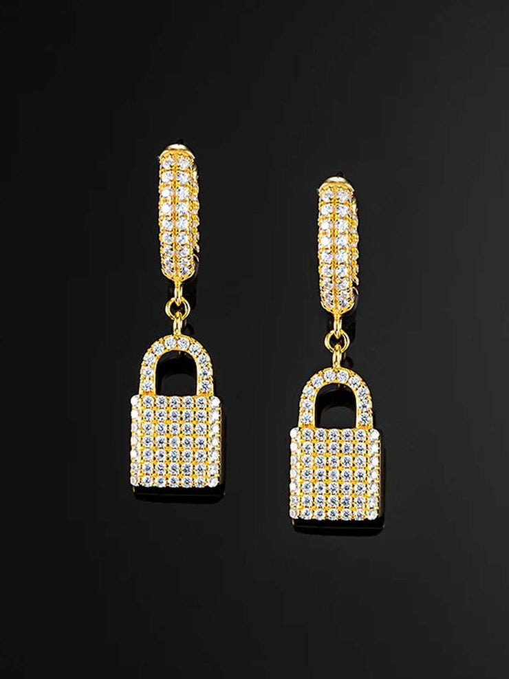 Earrings & Tennis Chain Set in Yellow Gold [2PCS/SET]