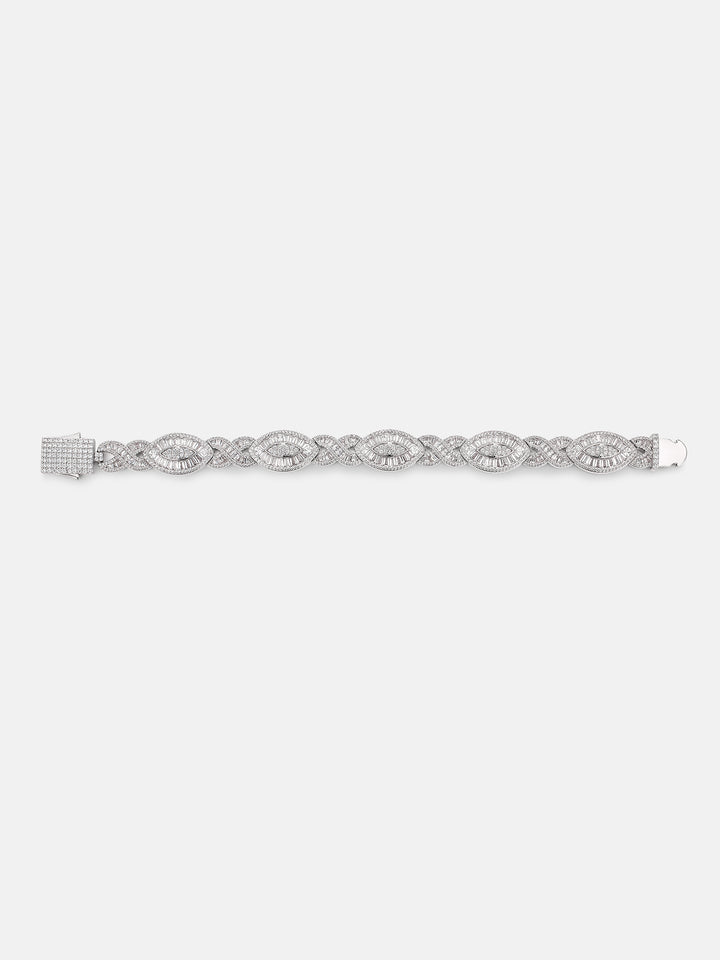 12MM Baguette Moissanite Evil Eye Infinity Link Bracelet