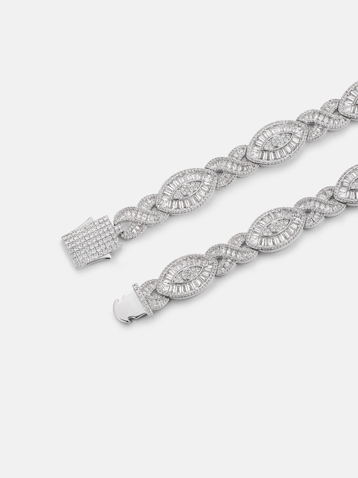 12MM Baguette Moissanite Evil Eye Infinity Link Bracelet