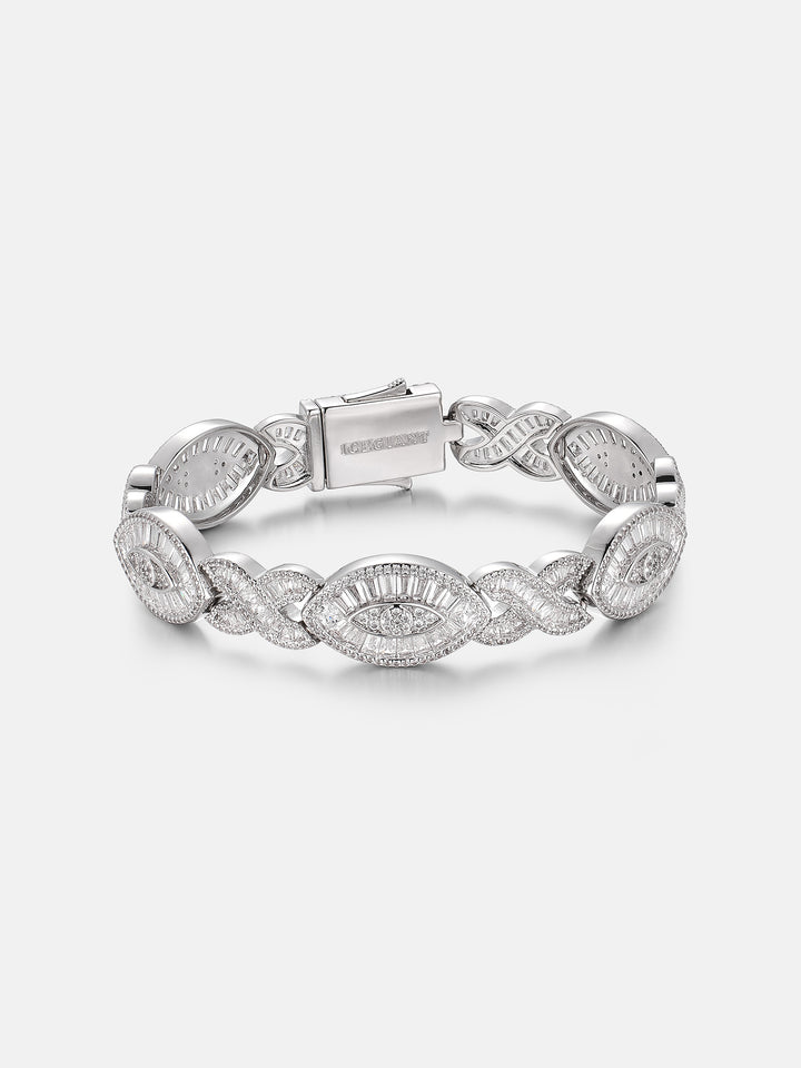 12MM Baguette Moissanite Evil Eye Infinity Link Bracelet