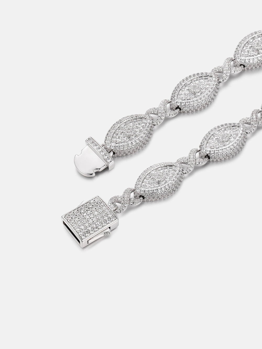 12MM Iced Out Moissanite Evil Eye Infinity Link Bracelet