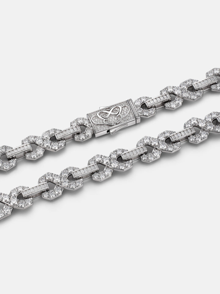 12MM Round & Baguette Moissanite Infinity Link Chain