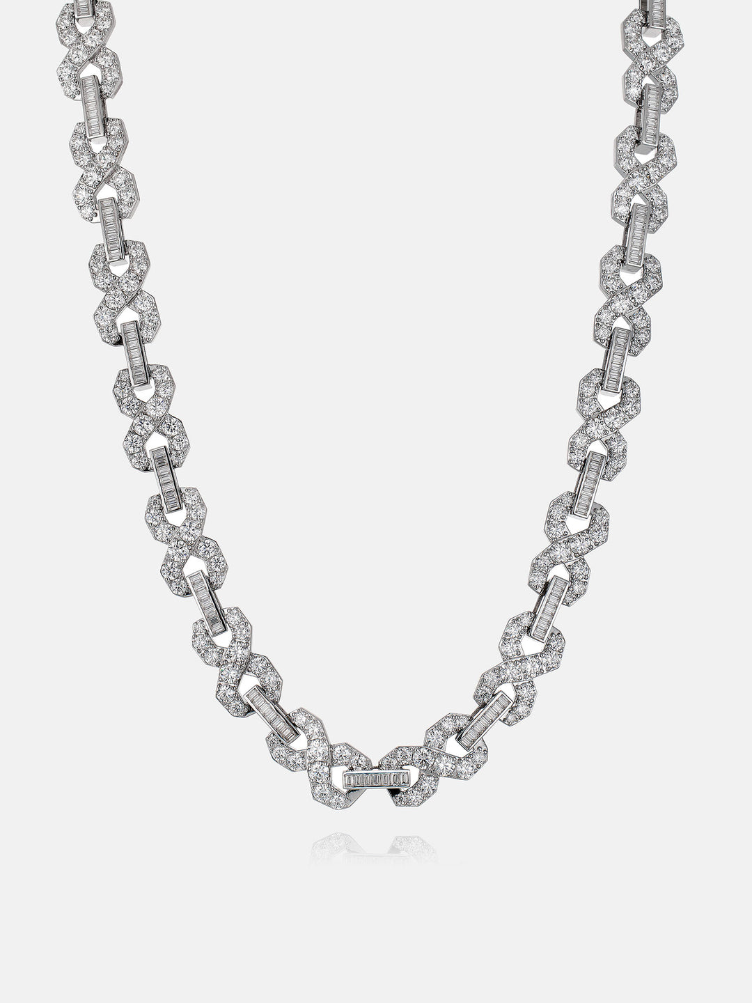 12MM Round & Baguette Moissanite Infinity Link Chain
