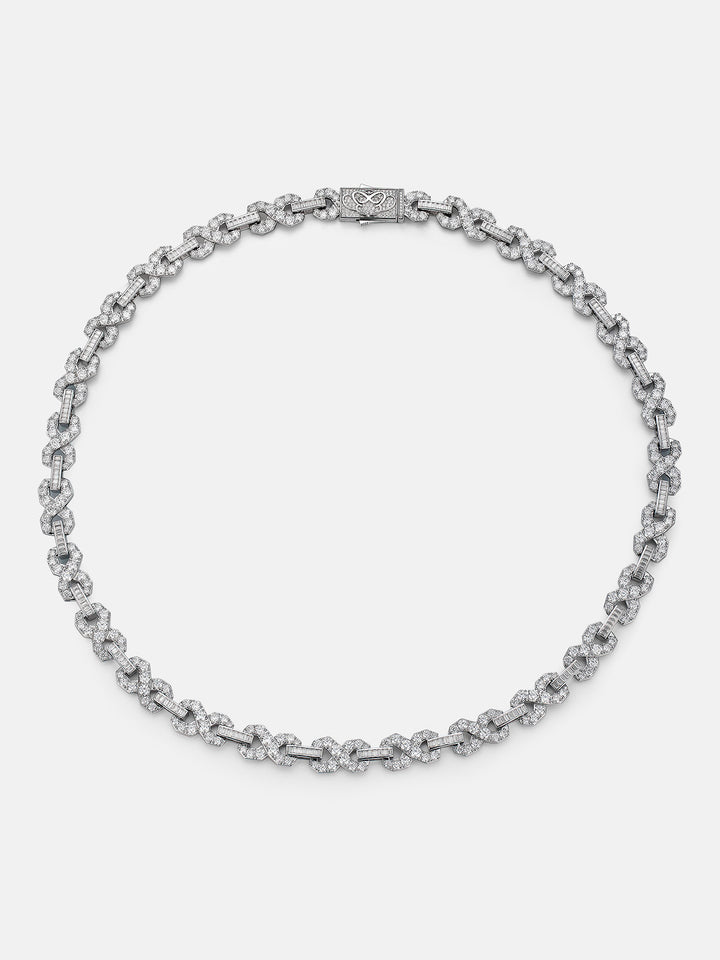 12MM Round & Baguette Moissanite Infinity Link Chain