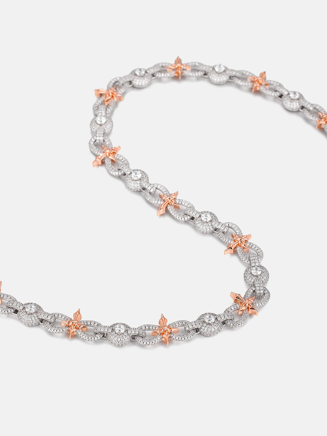 12MM Two Tone Moissanite Cross & Infinity Link Chain