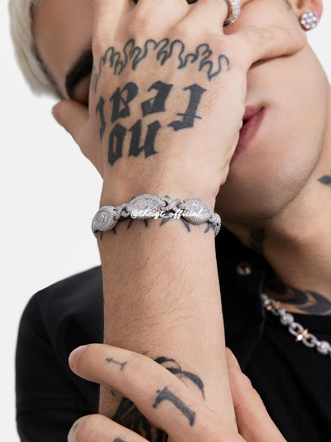 12MM Iced Out Moissanite Evil Eye Infinity Link Bracelet