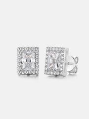 Halo Radiant Cut Moissanite Stud Earrings