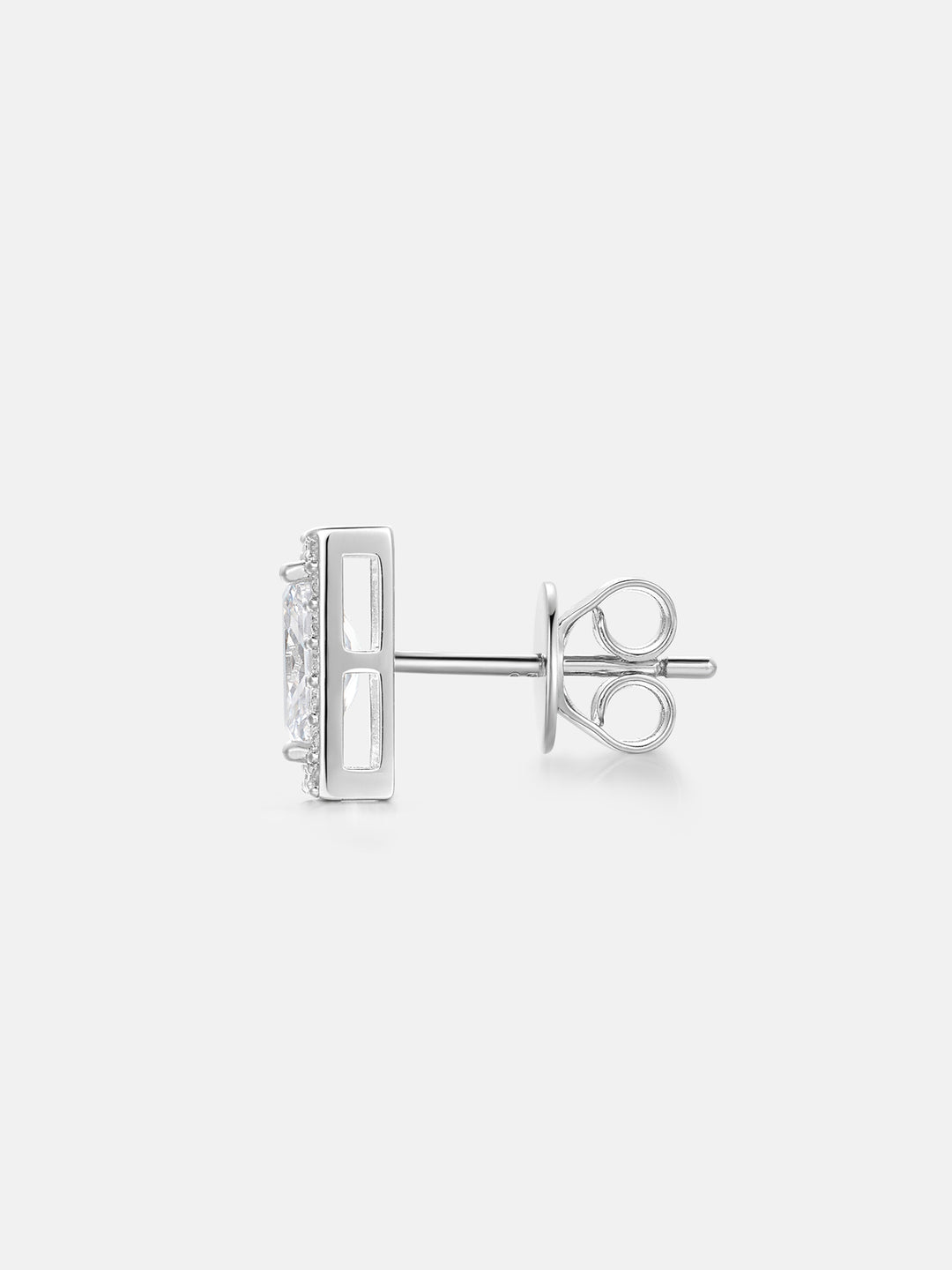 Halo Radiant Cut Moissanite Stud Earrings