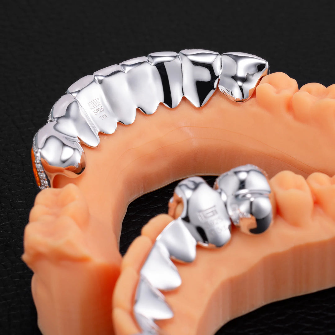 Skull Style w Bottom Red Opal Diamond Grillz