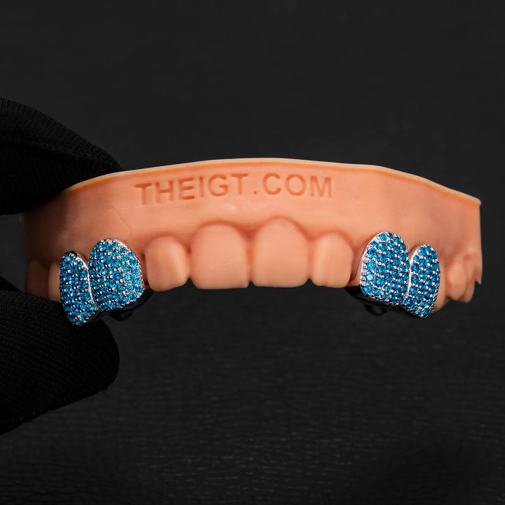 Full Ice Double Cap Fang Grillz