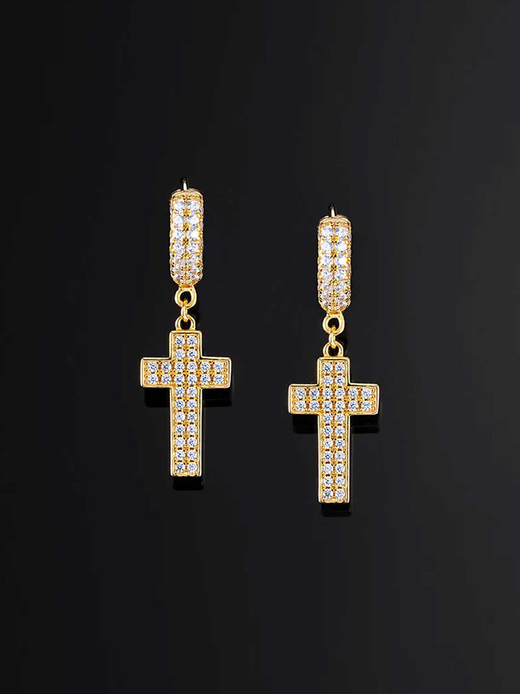 Earrings & Tennis Chain Set in Yellow Gold [2PCS/SET]