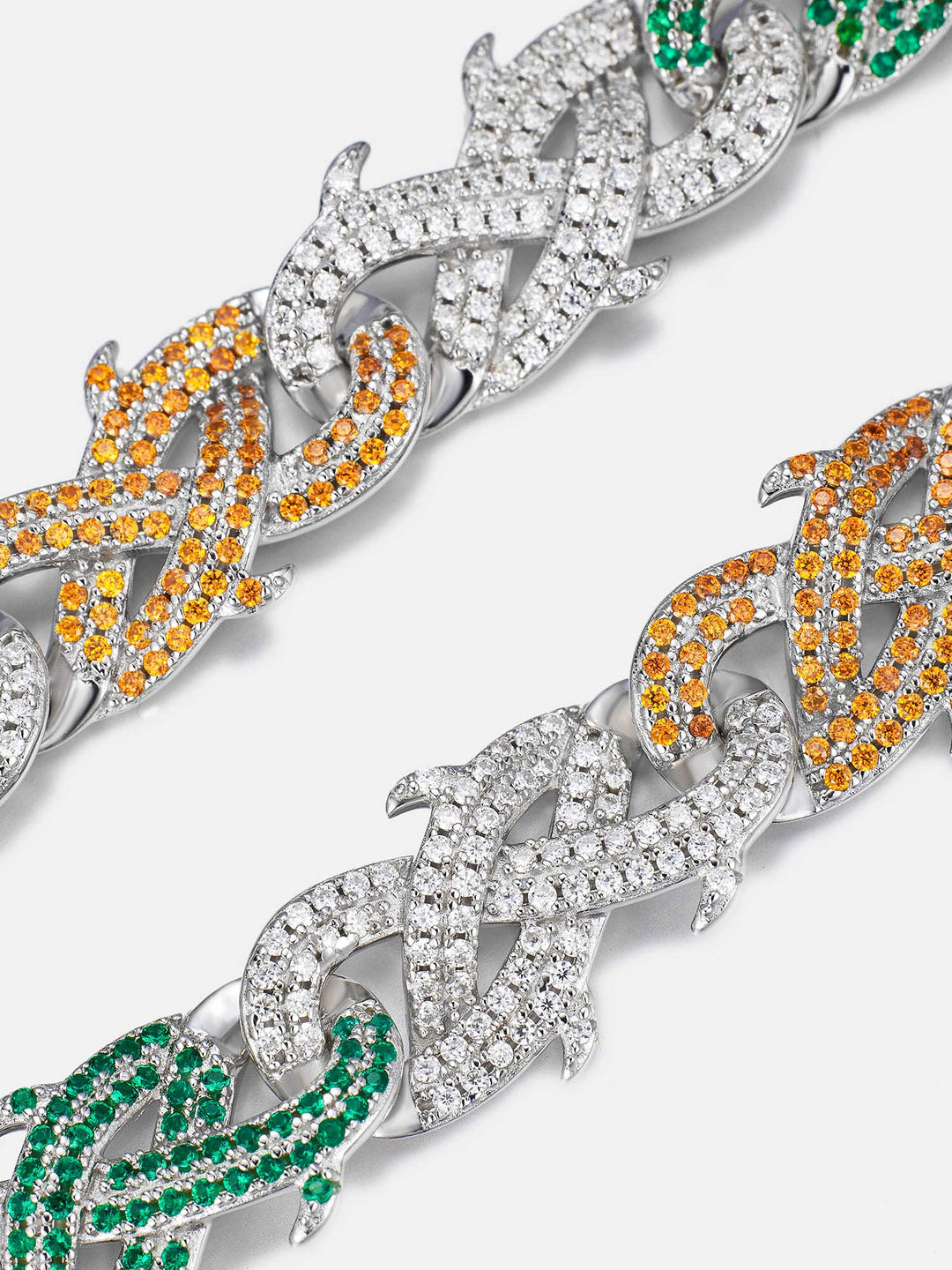 12mm Colored Gem & White Moissanite Crown of Thorns Chain